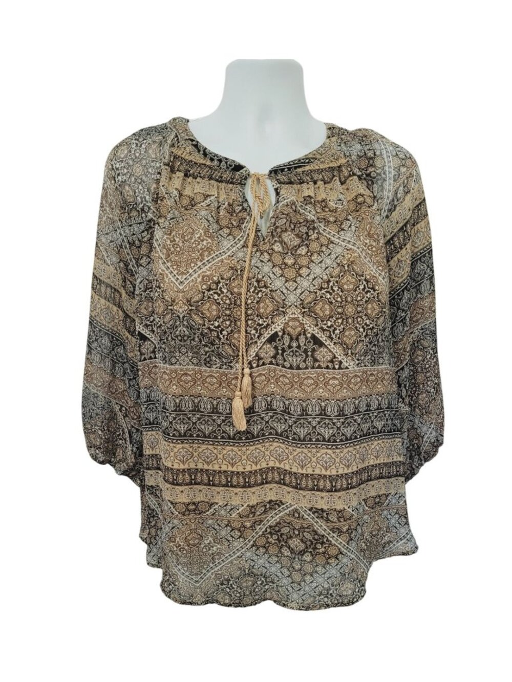 St Johns Bay 2X Womans Bohemian Peasant Blouse Paisley Cottagecore Coastal Grand